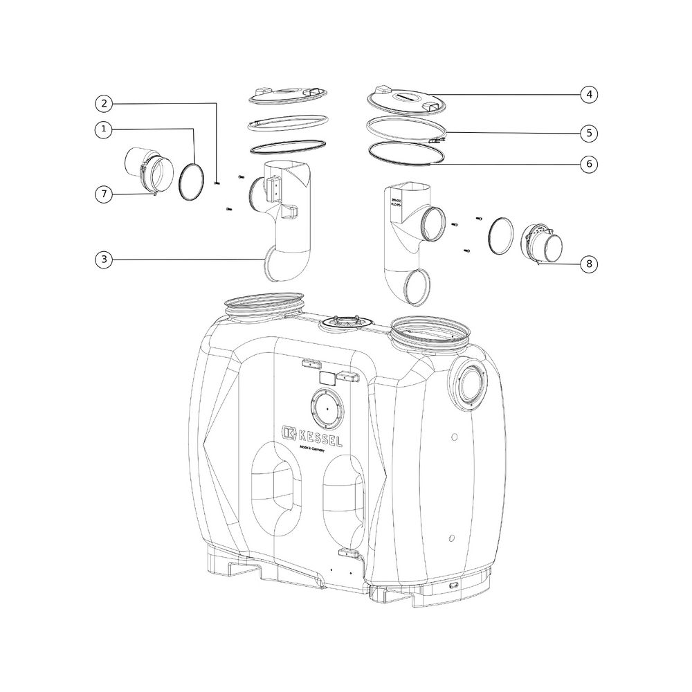 Kessel Fettabscheider EasyClean free NS 7 Standard, 1.350L, mit Sonic Control Gesamtvo... KESSEL-93007.02 4026092061480 (Abb. 2)