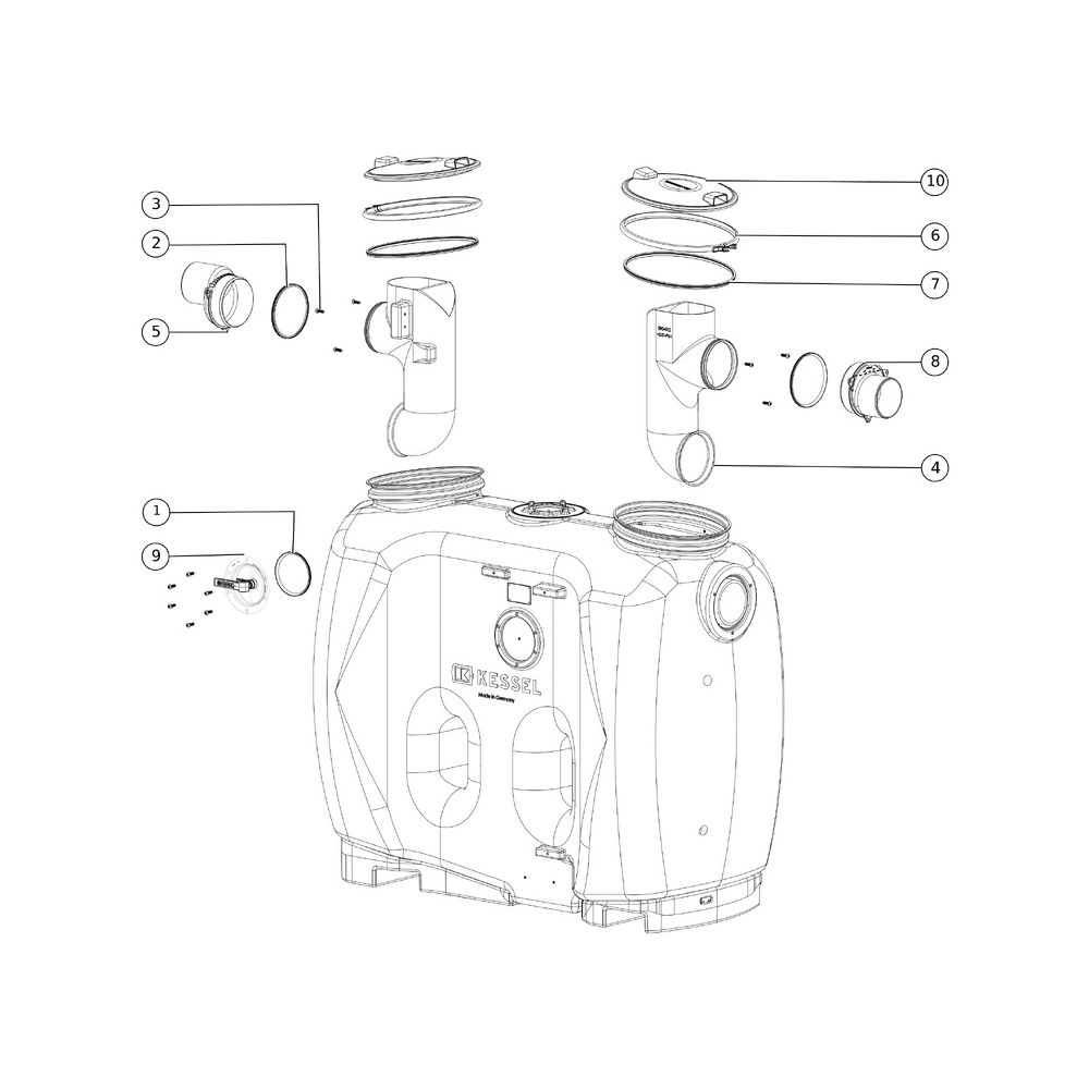 Kessel Fettabscheider EasyClean free NS 7 Standard, 1.350L, mit Schauglas Gesamtvolume... KESSEL-93007.21 4026092063309 (Abb. 2)
