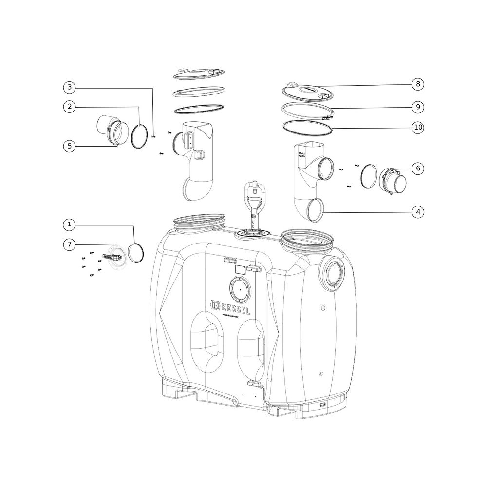 Kessel Fettabscheider EasyClean free NS 7 Standard, 1.350L, mit Fülleinrichtung Schaug... KESSEL-93007.31 4026092063408 (Abb. 2)