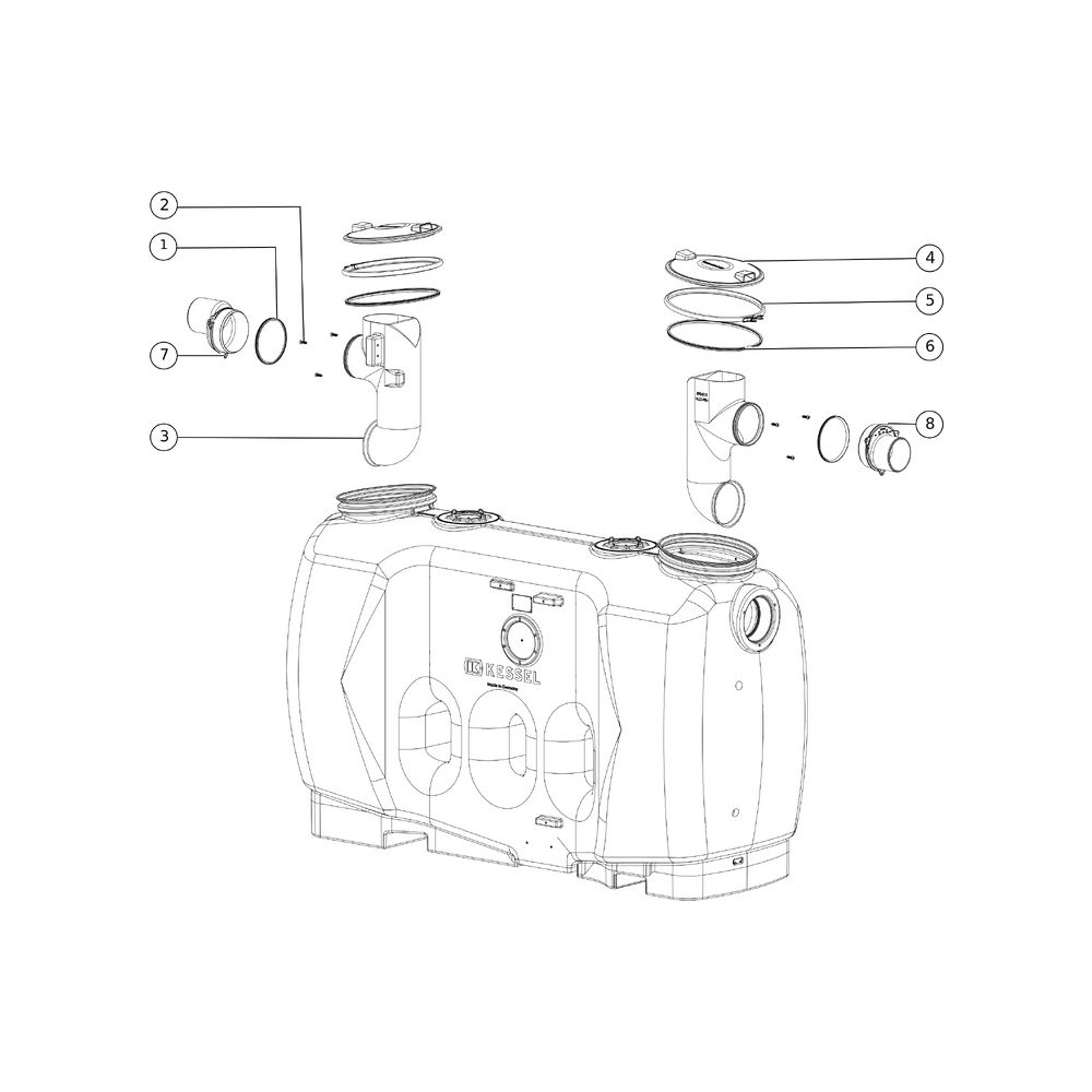 Kessel Fettabscheider EasyClean free NS 10 Standard, 1.900L Gesamtvolumen... KESSEL-93010.01 4026092060865 (Abb. 2)