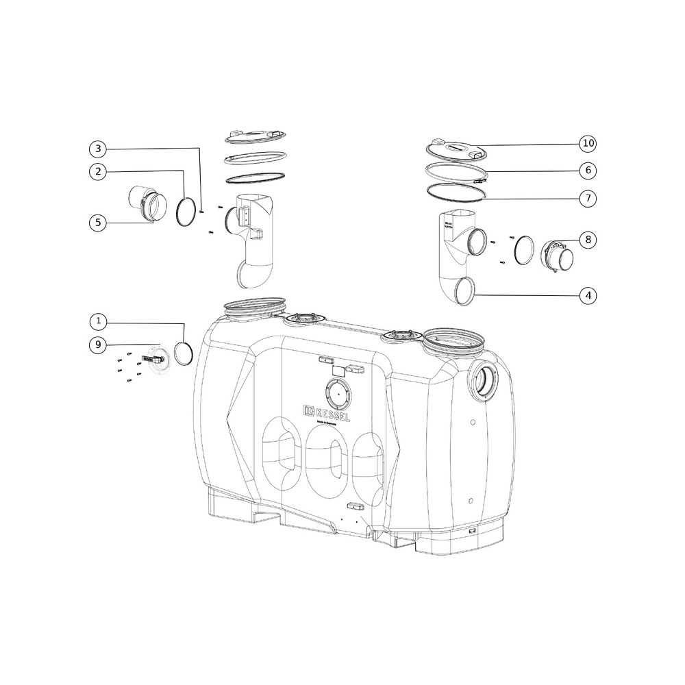 Kessel Fettabscheider EasyClean free NS 10 Standard, 1.900L, mit Schauglas Sonic Contr... KESSEL-93010.22 4026092063361 (Abb. 2)