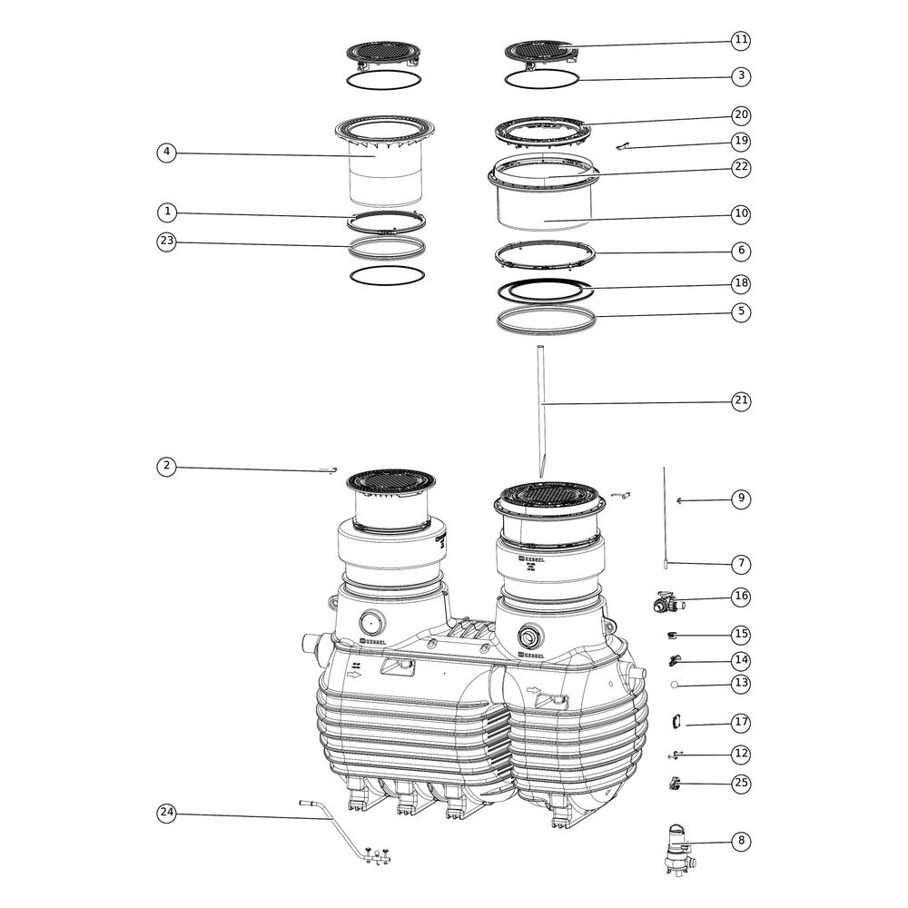 Kessel Fettabscheider EasyClean ground Multi Direct-L, NS 7, 1.150-1.630mm, Kunst... KESSEL-96007-DL-170D 4026092110034 (Abb. 3)