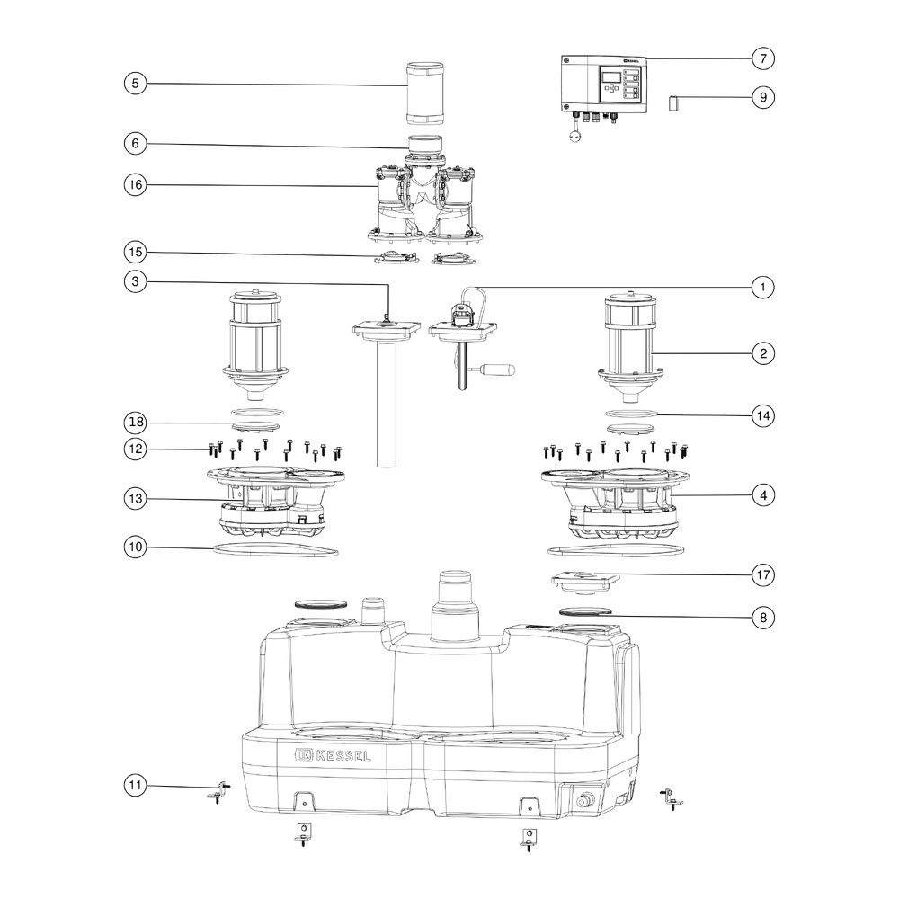 Kessel Hebeanlage Aqualift F XL, 300L Duo 230V, SPF 1400-S3, max. Förderhöhe 7m, ohne Sch... KESSEL-11010 4026092056776 (Abb. 3)