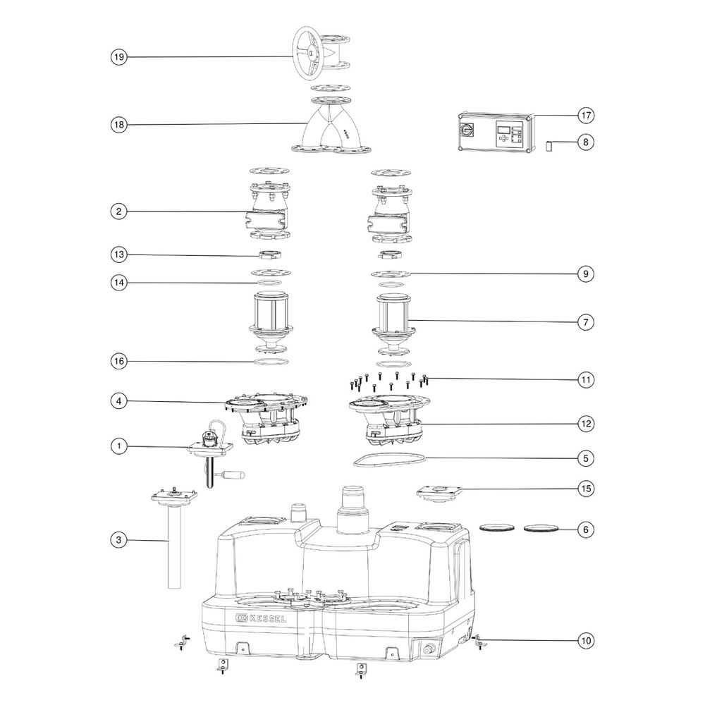Kessel Hebeanlage Aqualift F XL 300L Duo SPF 1500-S3, 400V 40m3/h, max. Förderhöhe 8m, Gu... KESSEL-11034 4026092057018 (Abb. 3)