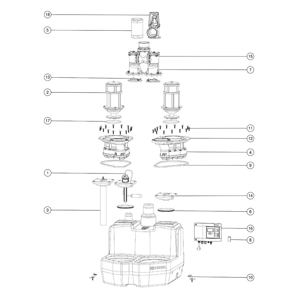 Kessel Hebeanlage Aqualift F XL, 200L Duo 230V, SPF 1400-S1, max. Förderhöhe 7m, Schieber... KESSEL-11086 4026092057537 (Abb. 3)