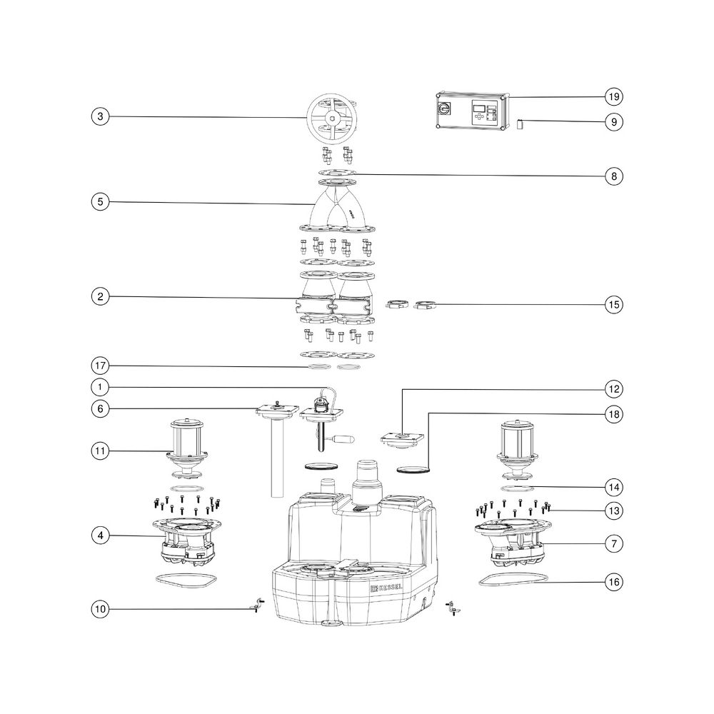 Kessel Hebeanlage Aqualift F XL, 200L Duo 400V, SPF 3000-S1, max. Förderhöhe 16m, Schiebe... KESSEL-11108 4026092057759 (Abb. 3)