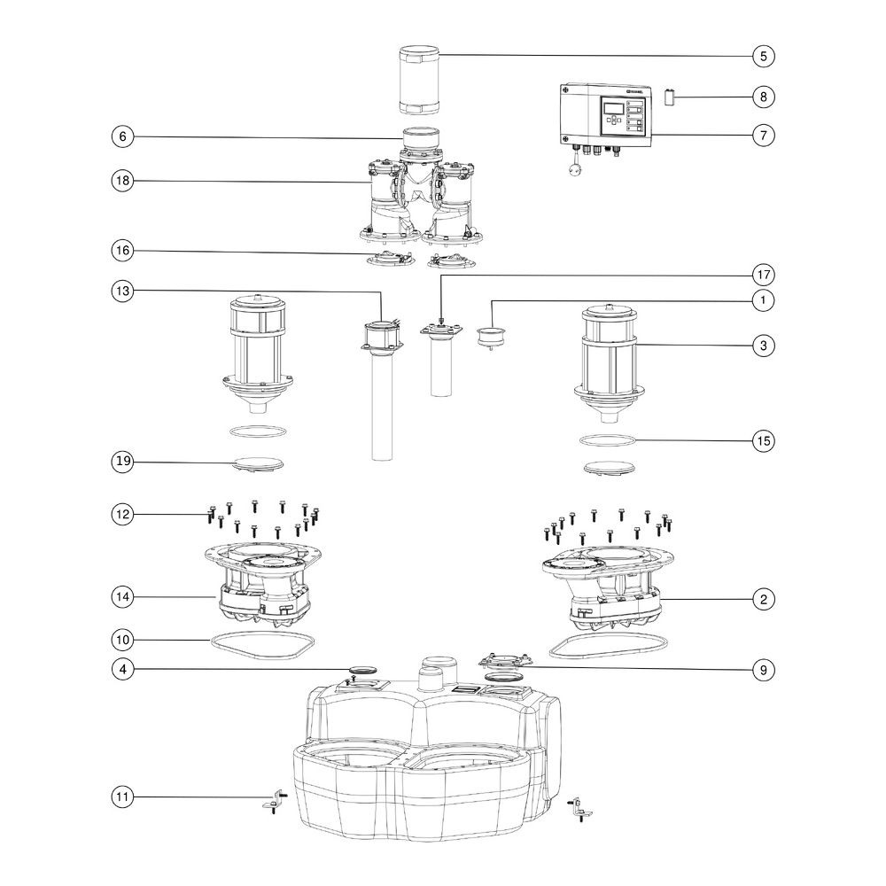 Kessel Hebeanlage Aqualift F Duo Comfort 230V, SPF 1400-S1, 7m Förderhöhe, ohne Schieber... KESSEL-11605 4026092071038 (Abb. 3)