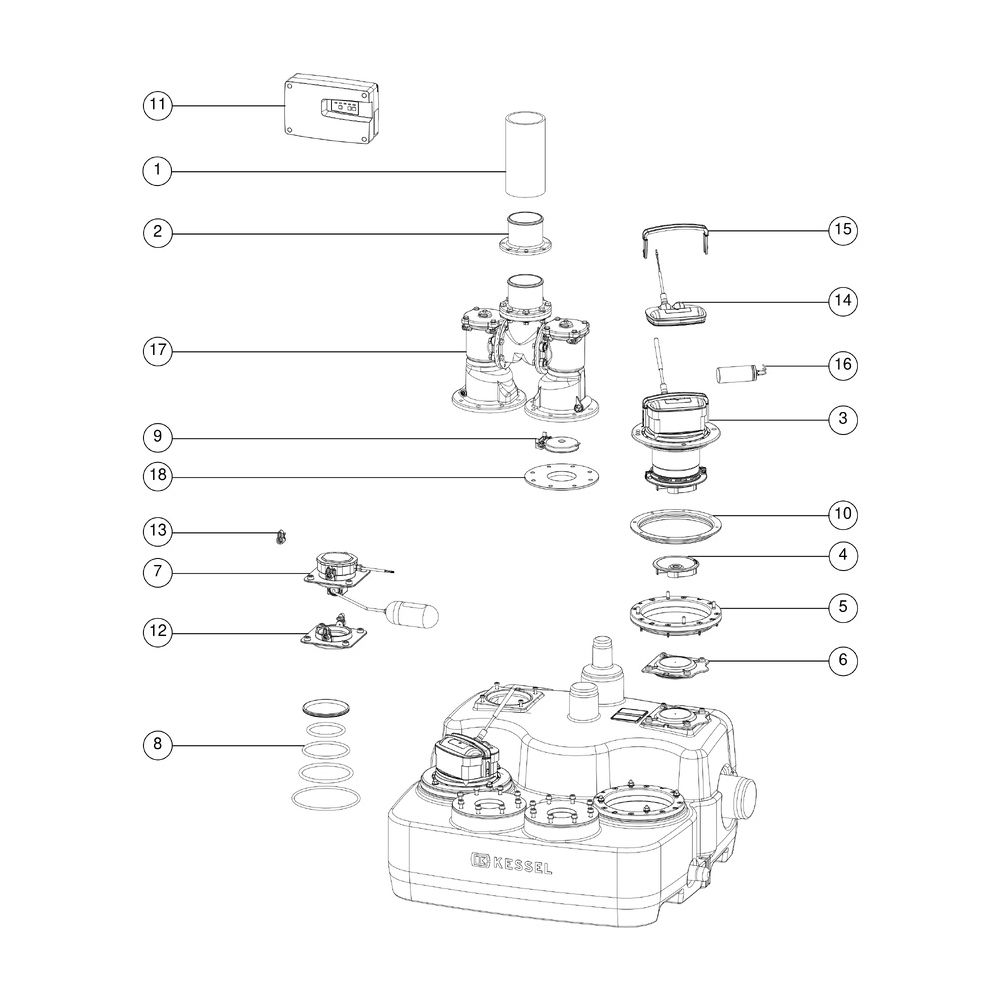 Kessel Hebeanlage Aqualift L Duo SPF 1700-S3, 36m3/h, max. Förderhöhe 12m, Kunststoff, Sc... KESSEL-28747 4026092112823 (Abb. 3)