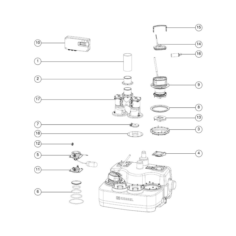 Kessel Hebeanlage Aqualift L Duo SPF 2900-S3, 400V, max. Förderhöhe 14m, Kunststoff, Schw... KESSEL-28897 4026092107393 (Abb. 3)
