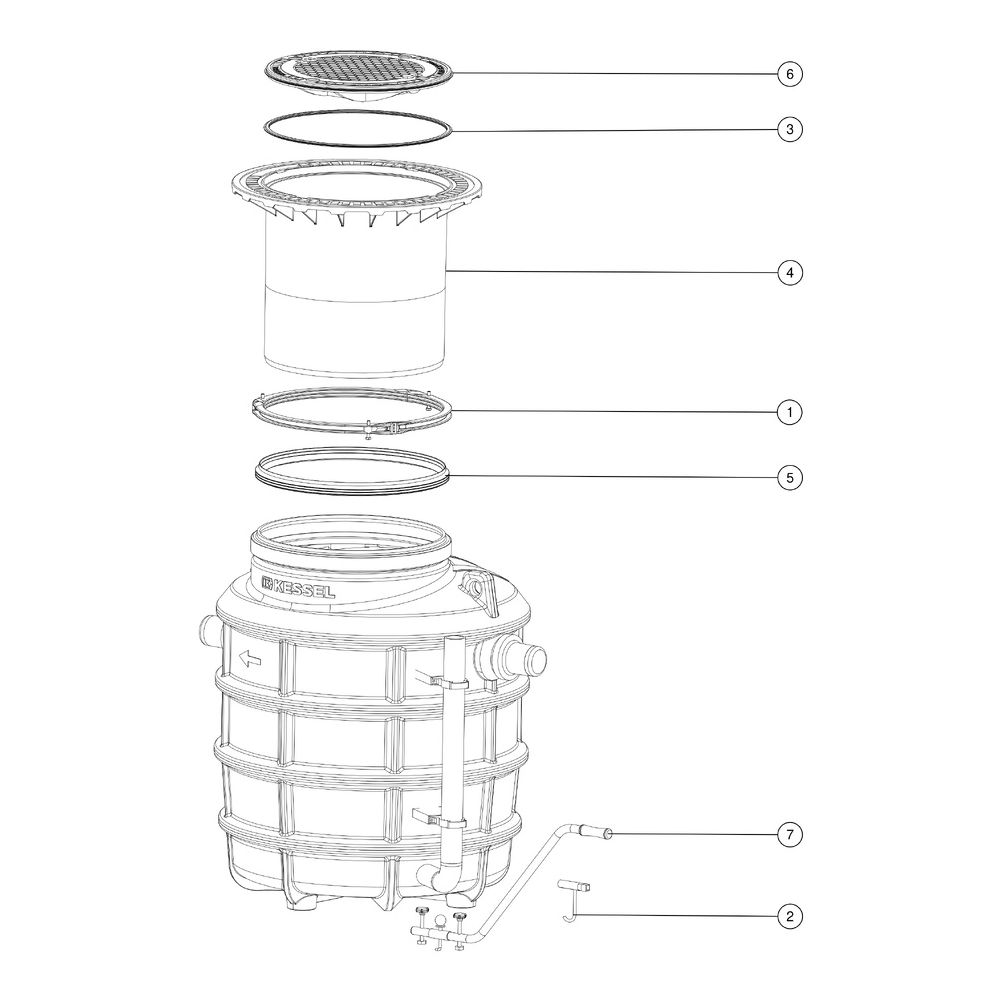 Kessel Fettabscheider EasyClean ground NS 2 Direct, 550-950mm, Klasse A/B, links... KESSEL-93002.80B-DL 4026092095072 (Abb. 3)