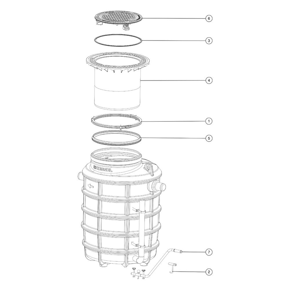 Kessel Fettabscheider EasyClean ground NS 4 Direct, 550-950mm, Klasse D, links... KESSEL-93004.80D-DL 4026092094877 (Abb. 3)
