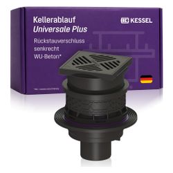 Kessel Kellerablauf Universale Plus, Schwarz, mit Rückstauverschluss, Auslauf senkrecht... KESSEL-27631 4026092096864 (Abb. 1)