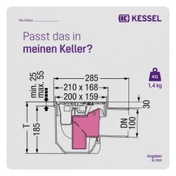 Kessel Kellerablauf DN 100, 200mm, Rost Schwarz, 33101... KESSEL-33101 4026092007860 (Abb. 1)
