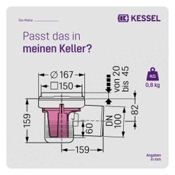 Kessel Kellerablauf DN 100, 150mm, Rost Schwarz, 36501... KESSEL-36501 4026092007877 (Abb. 1)