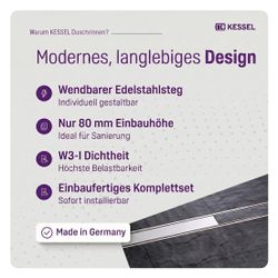 Kessel Duschrinne Linearis Compact DN 50 WaD, V2A, Länge 1.150mm... KESSEL-45600.67M 4026092078952 (Abb. 1)