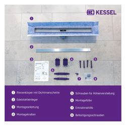 Kessel Duschrinne Linearis Compact DN 50 WaD, V2A, Länge 1.150mm... KESSEL-45600.67M 4026092078952 (Abb. 1)