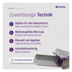Kessel Rückstauverschluss Staufix, Siphon DN 50, für Waschtisch Typ 5... KESSEL-73051 4026092027400 (Abb. 1)