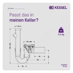 Kessel Rückstauverschluss Staufix Siphon DN 50 Waschmaschine Typ 5... KESSEL-73052 4026092027615 (Abb. 1)