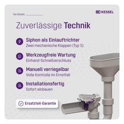 Kessel Rückstauverschluss Staufix Siphon DN 50 Einlauftrichter Typ 5... KESSEL-73053 4026092027622 (Abb. 1)