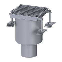 Kessel Bodenablauf einteilig Ferrofix 185, DN 100, senkrecht, 206x206mm, L 15, Edelstahl... KESSEL-55151 4026092107768 (Abb. 1)