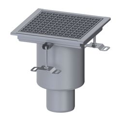 Kessel Bodenablauf einteilig Ferrofix 185, DN 100, senkrecht, 300x300mm, L 15, Edelstahl... KESSEL-55152 4026092107775 (Abb. 1)