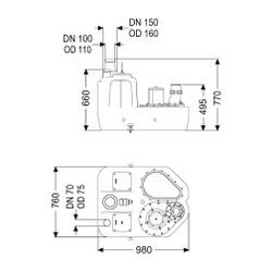 Kessel Hebeanlage Aqualift F XL 200 l Mono SPF 1500-S3, ohne Schieber... KESSEL-11018 4026092056851 (Abb. 1)