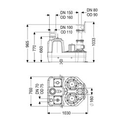 Kessel Hebeanlage Aqualift F XL Duo, 200L, 400V, 40m3/h, max. Förderhöhe 8m, Kunststoff, ... KESSEL-11025 4026092056929 (Abb. 1)