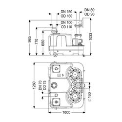 Kessel Hebeanlage Aqualift F XL 300L Duo SPF 1500-S3, 400V 40m3/h, max. Förderhöhe 8m, Gu... KESSEL-11034 4026092057018 (Abb. 1)