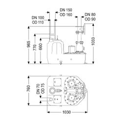 Kessel Hebeanlage Aqualift F XL 200 l Duo SPF 3000-S3, Schieber aus Guss... KESSEL-11043 4026092057100 (Abb. 1)