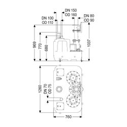 Kessel Hebeanlage Aqualift F XL 300 l Duo SPF 3000-S3, Schieber aus Guss... KESSEL-11052 4026092057193 (Abb. 1)