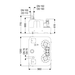 Kessel Hebeanlage Aqualift F XL 450 l Duo SPF 3000-S3, ohne Schieber... KESSEL-11054 4026092057216 (Abb. 1)