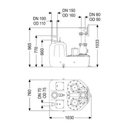 Kessel Hebeanlage Aqualift F XL 200 l Duo SPF 4500-S1, Schieber aus Guss... KESSEL-11121 4026092057889 (Abb. 1)