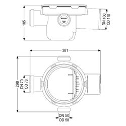 Kessel Grundkörper Der Universale DN 100, 3 Zuläufe, mit Rückstauverschluss... KESSEL-27600 4026092085141 (Abb. 1)