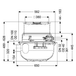 Kessel Rohbaukit Aqualift M Underfloor GTF 1200 Duo, 490-620mm, 65L, Schwarz... KESSEL-280511X-RBK 4026092106976 (Abb. 1)