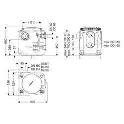 Kessel Hebeanlage Aqualift 100 Mono GTF 600, DN 100/50, max. Förderhöhe 8m, Kunststoff, ... KESSEL-28511C 4026092112984 (Abb. 1)
