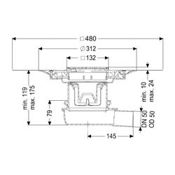 Kessel Bodenablauf Der Ultraflache 79 DN 50 Variofix Designrost Kessel... KESSEL-44700.52 4026092080955 (Abb. 1)