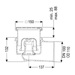 Kessel Boden-/Deckenablauf Practicus DN 100 Schlitzrost, seitlich... KESSEL-45110.11 4026092032961 (Abb. 1)