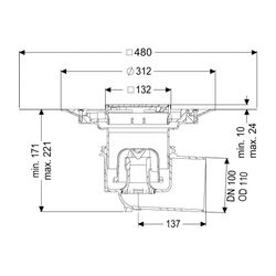 Kessel Boden-/Deckenablauf Practicus DN 100 Variofix Designrost, seitlich... KESSEL-45110.53 4026092052815 (Abb. 1)