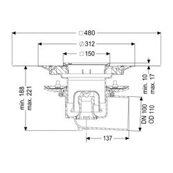 Kessel Bodenablauf Practicus Pressflansch DN 100 Variofix Schlitzrost, seitlich... KESSEL-45119.51 4026092033081 (Abb. 1)