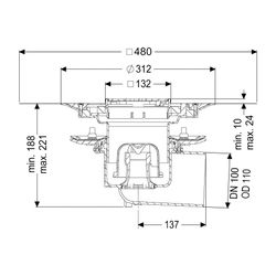 Kessel Bodenablauf Practicus Pressflansch DN 100 Variofix Designrost, seitlich... KESSEL-45119.53 4026092052495 (Abb. 1)