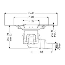 Kessel Boden-/Deckenablauf Practicus DN 50 Variofix Schlitzrost, seitlich... KESSEL-45150.51 4026092052679 (Abb. 1)