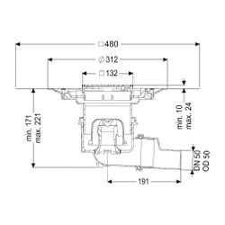 Kessel Boden-/Deckenablauf Practicus DN 50 Variofix Designrost, seitlich... KESSEL-45150.53 4026092052686 (Abb. 1)