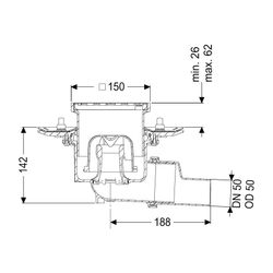 Kessel Bodenablauf Practicus Pressflansch DN 50 Schlitzrost, seitlich... KESSEL-45159.11 4026092052648 (Abb. 1)