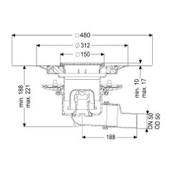 Kessel Bodenablauf Practicus Pressflansch DN 50 Variofix Schlitzrost, seitlich... KESSEL-45159.51 4026092052433 (Abb. 1)