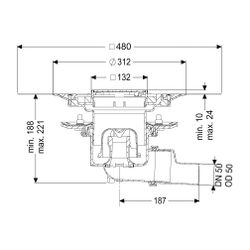 Kessel Bodenablauf Practicus Pressflansch DN 50 Variofix Designrost, seitlich... KESSEL-45159.53 4026092052457 (Abb. 1)