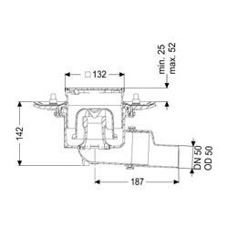 Kessel Bodenablauf Practicus Pressflansch DN 50 Designrost, seitlich... KESSEL-45159.63 4026092052570 (Abb. 1)