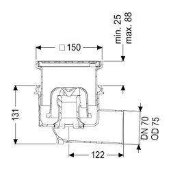 Kessel Boden-/Deckenablauf Practicus DN 70 Schlitzrost, seitlich... KESSEL-45170.11 4026092032909 (Abb. 1)