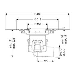 Kessel Boden-/Deckenablauf Practicus DN 70 Variofix Schlitzrost, seitlich... KESSEL-45170.51 4026092033890 (Abb. 1)