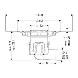 Kessel Boden-/Deckenablauf Practicus DN 70 Variofix Designrost, seitlich... KESSEL-45170.53 4026092052693 (Abb. 1)