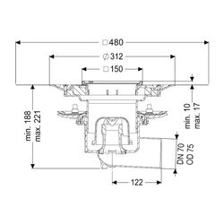 Kessel Bodenablauf Practicus Pressflansch DN 70 Variofix Schlitzrost, seitlich... KESSEL-45179.51 4026092033036 (Abb. 1)